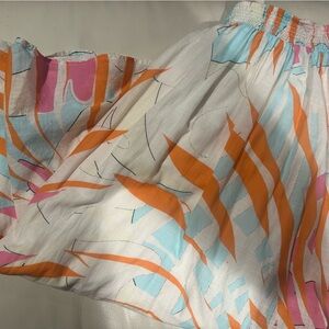 Anthropology Maeve Boho Maxi Flowing Skirt in Cream, Blue, Orange & Pink